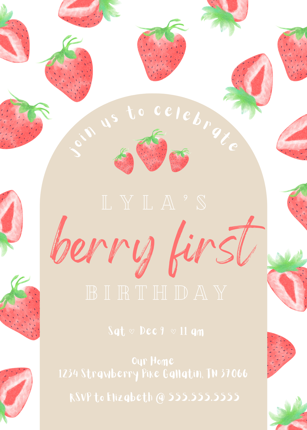 Berry First Birthday Invitation