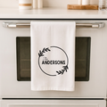 Family Name in Circle Leaves Kitchen Towel