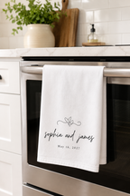 Couple Name in Script with Date Kitchen Towel