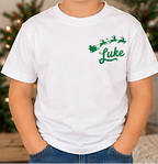 Kids Name With Sleigh and Reindeer Tee