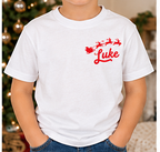 Kids Name With Sleigh and Reindeer Tee