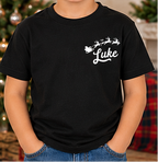 Kids Name With Sleigh and Reindeer Tee