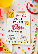 Pizza Party Birthday Invitation