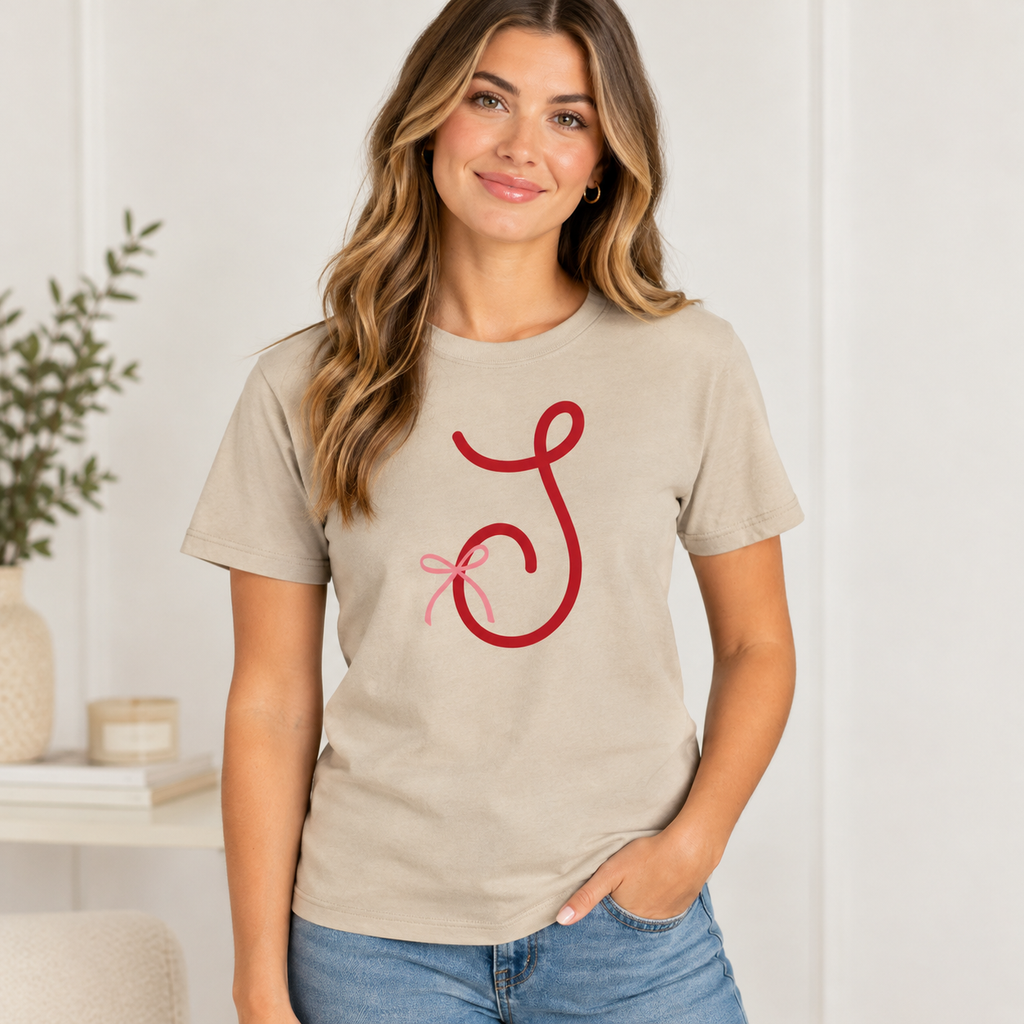 Women's Initial-with-bow Tee
