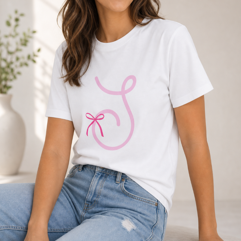 Women's Initial-with-bow Cropped Tee