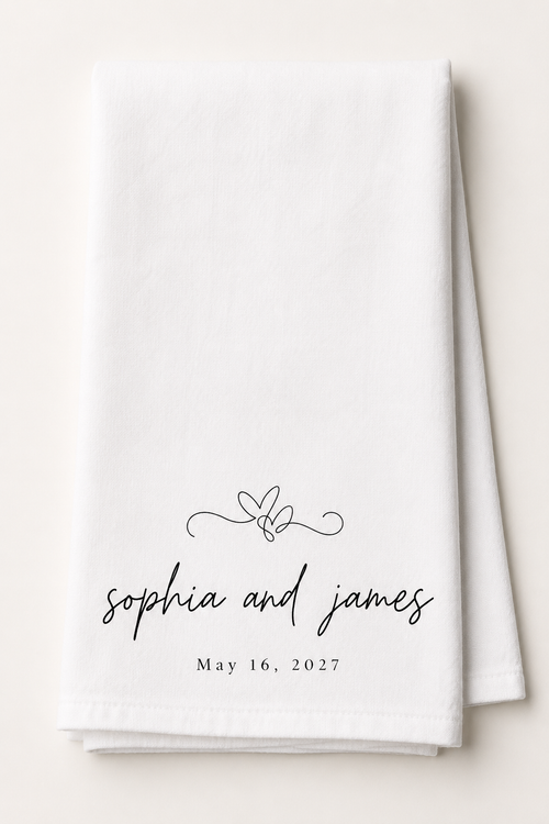 Couple Name in Script with Date Kitchen Towel